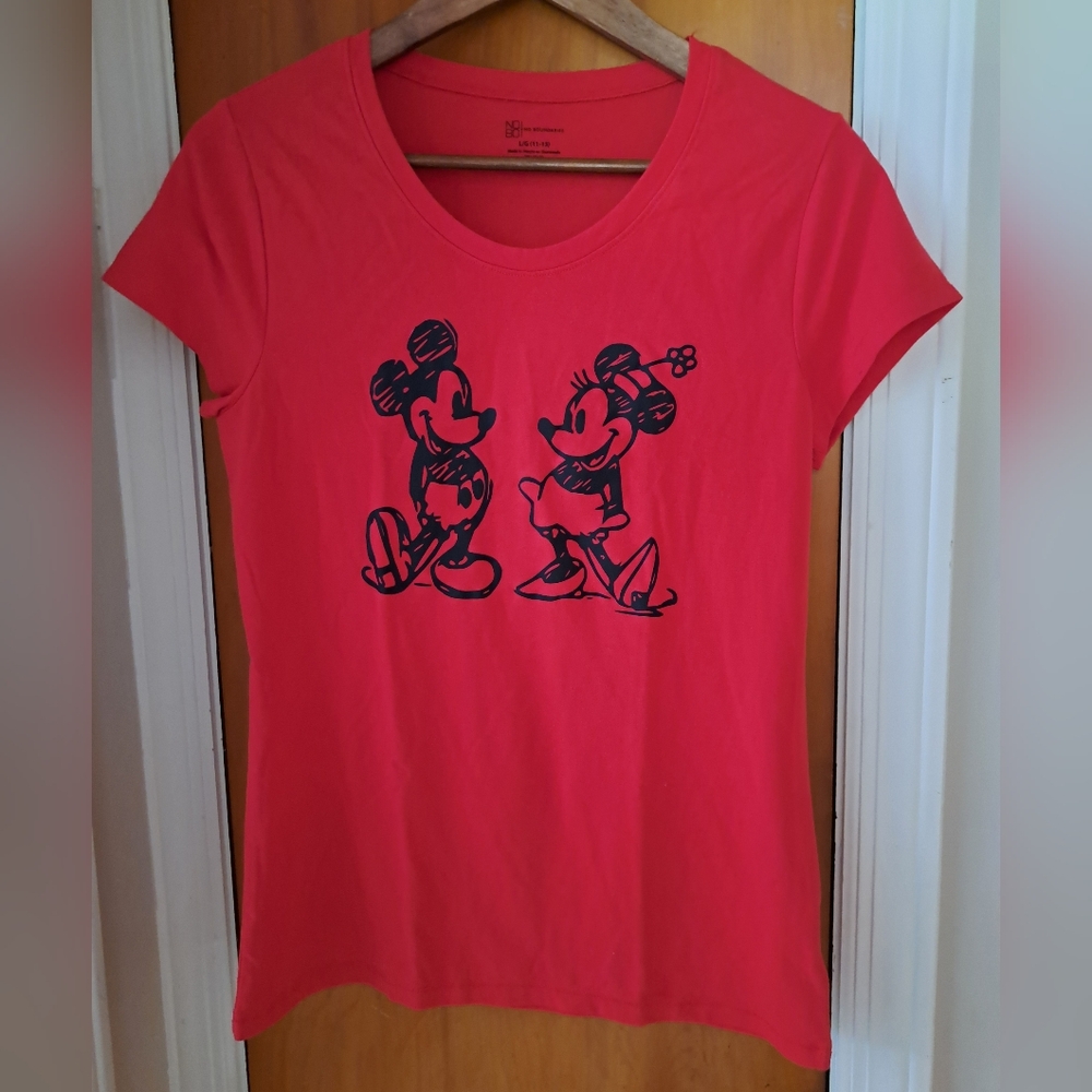 No Boundaries Red Top With Mickey And Minnie Mouse